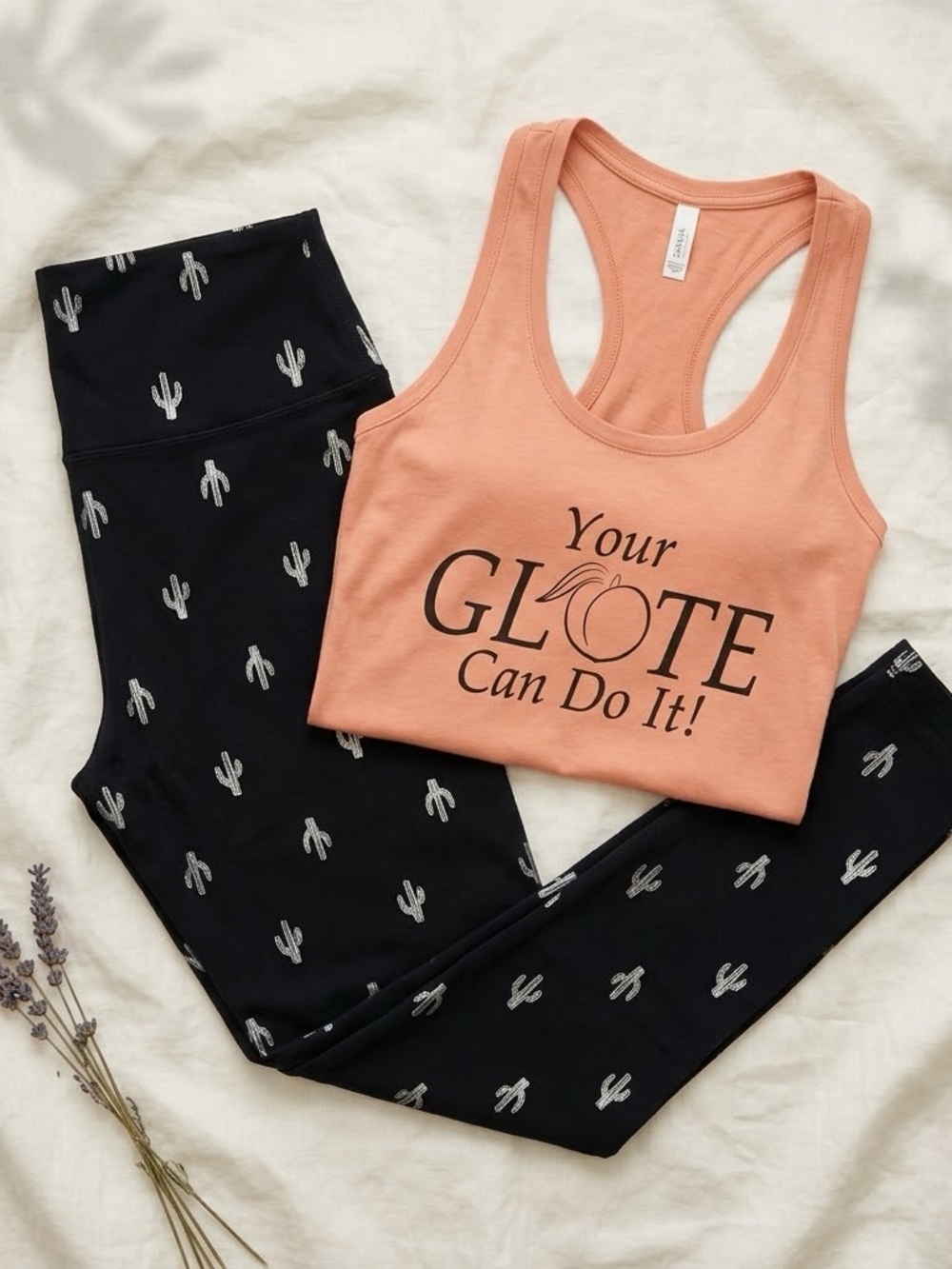 Your Glute Can Do It Peach Racerback Tank Funny Gym Leg Day Size S